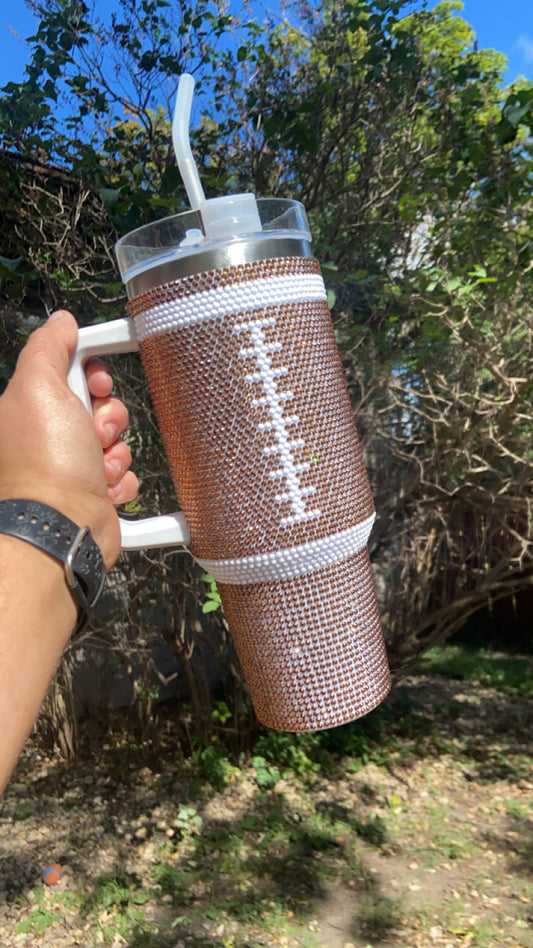 40oz Rhinestoned Football Tumblers