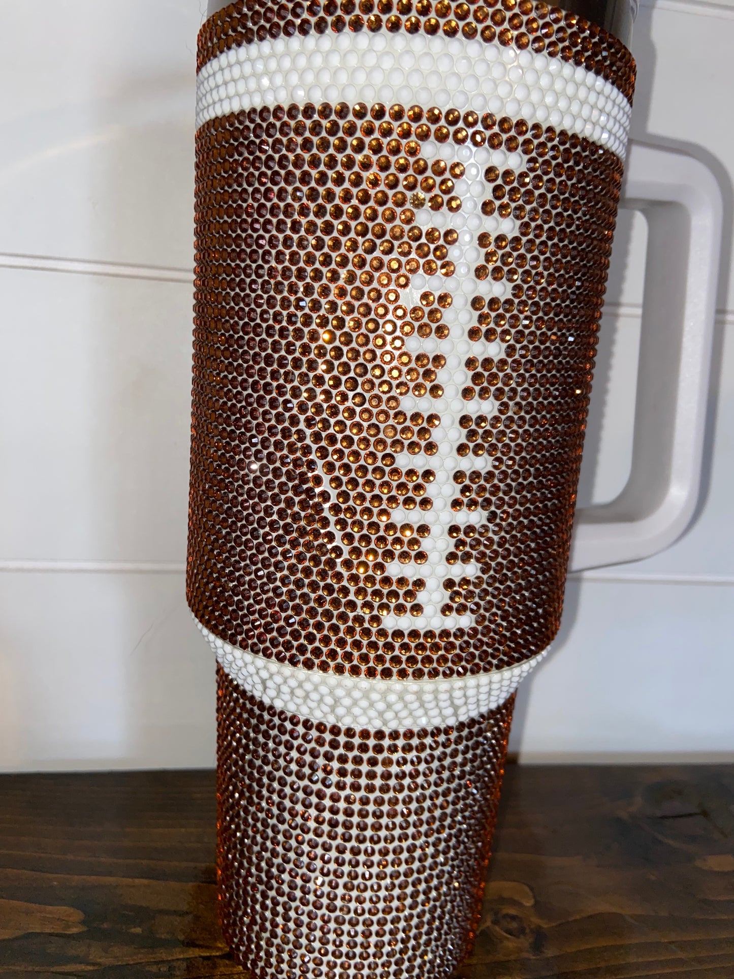 BLEMISHED 40oz Rhinestoned Football Tumblers