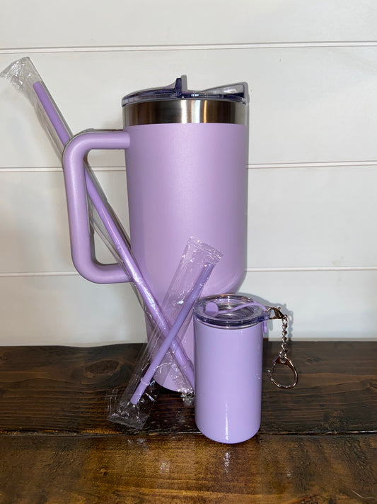 Purple 40oz Tumbler and Matching 3oz Keychain Tumbler