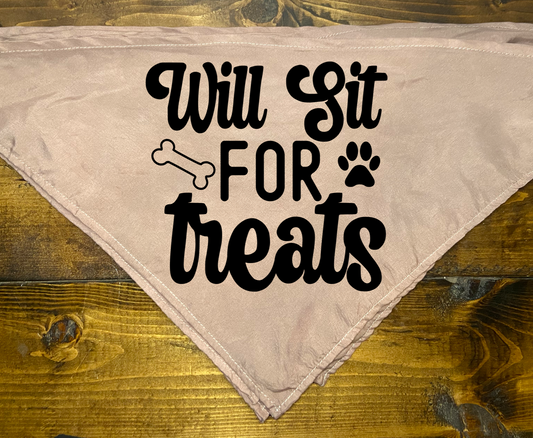 "Will Sit for Treats" Pet Bandana