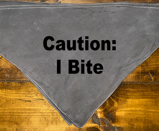 Matching "Caution: I Bite" Pet Bandana